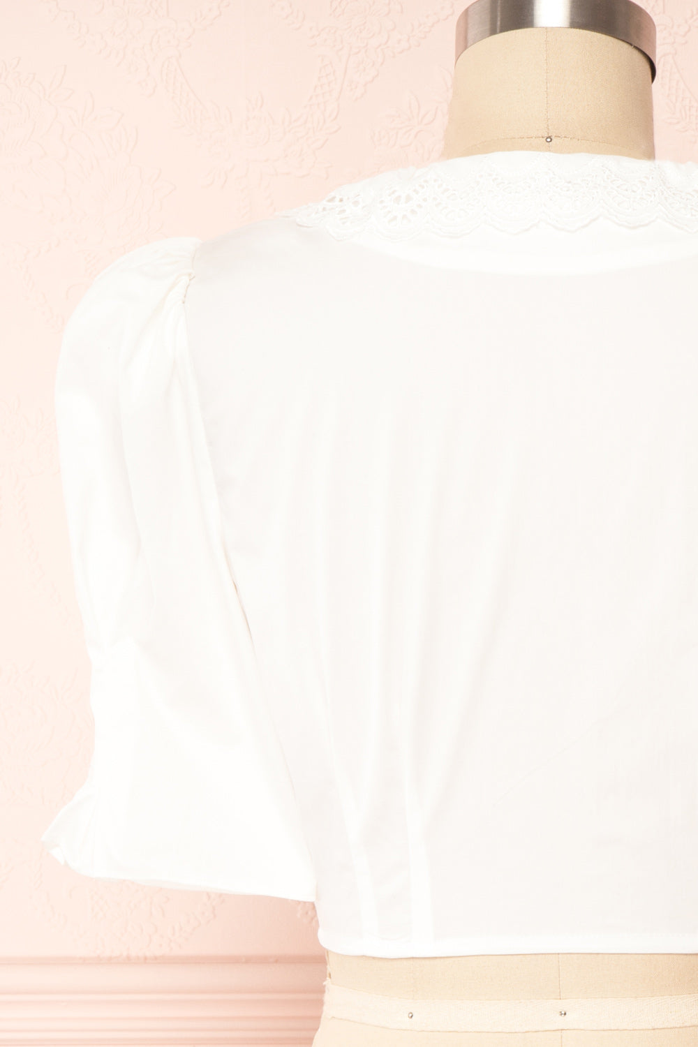 Quercus White Cotton Cropped Blouse | Boutique 1861 back close up