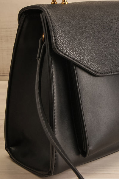 Questio Black Top Handle Crossbody Handbag | La petite garçonne side close-up