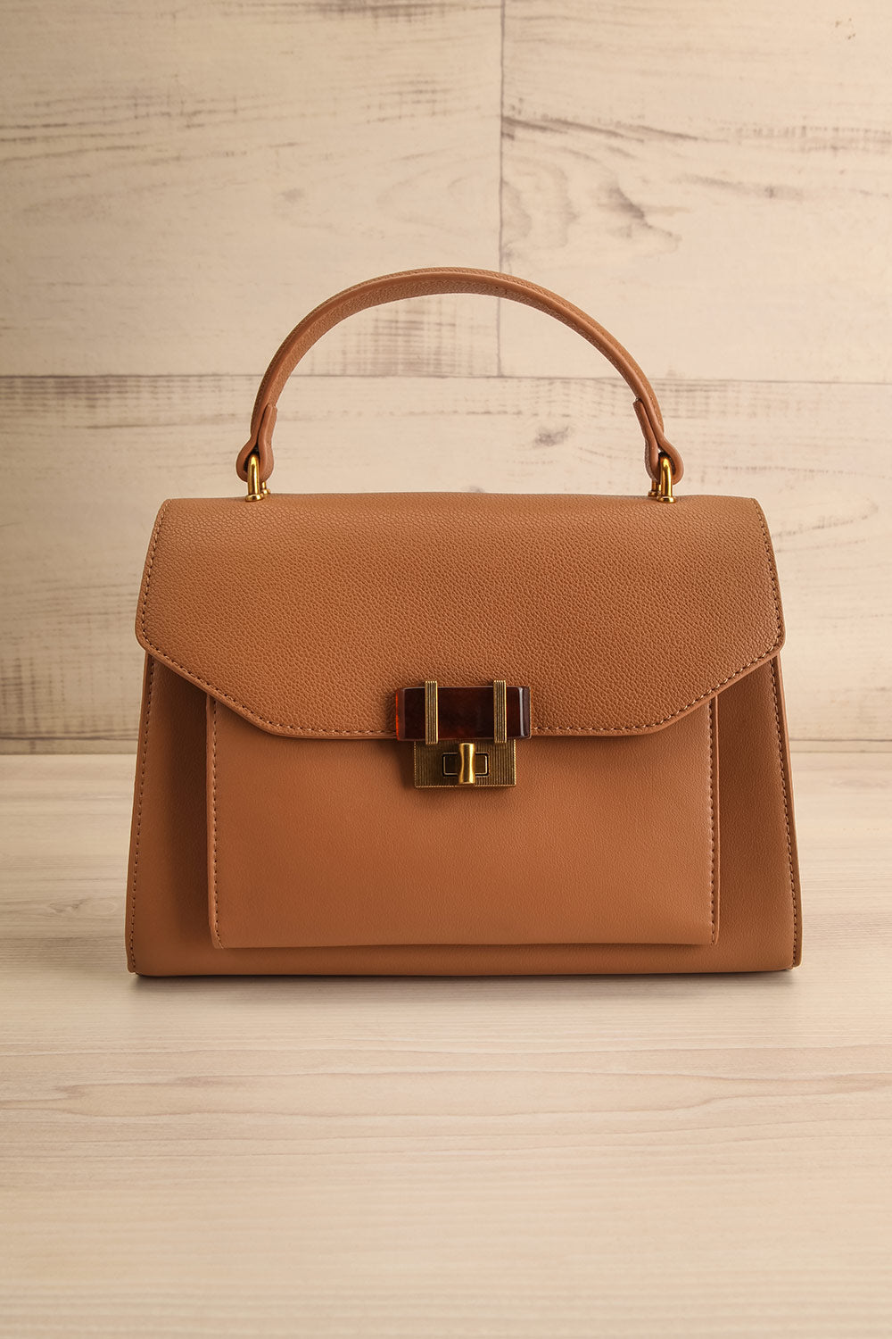 Questio Caramel Top Handle Crossbody Handbag | La petite garçonne front view