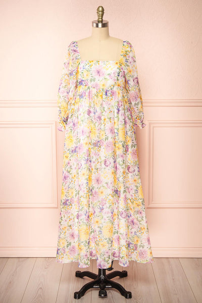 Quinnie Shimmery Floral Midi Dress | Boutique 1861 front view