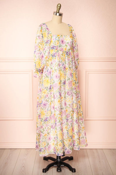 Quinnie Shimmery Floral Midi Dress | Boutique 1861 side view
