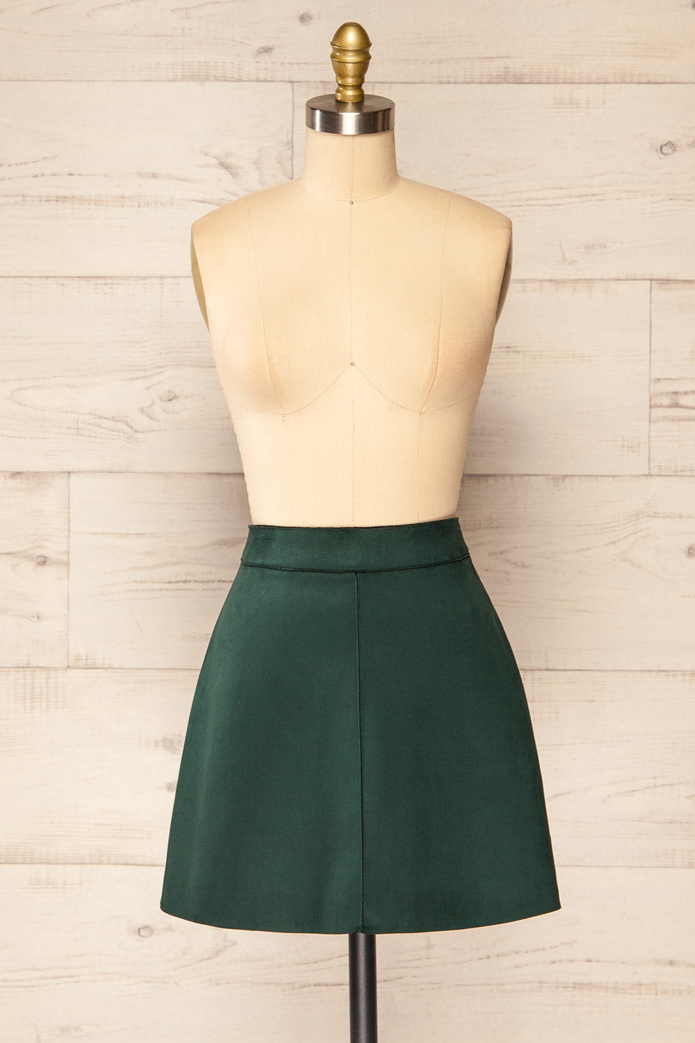 Quirion Emerald Faux Suede Short Skirt | La petite garçonne front view