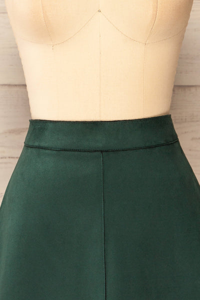 Quirion Emerald Faux Suede Short Skirt | La petite garçonne front close-up