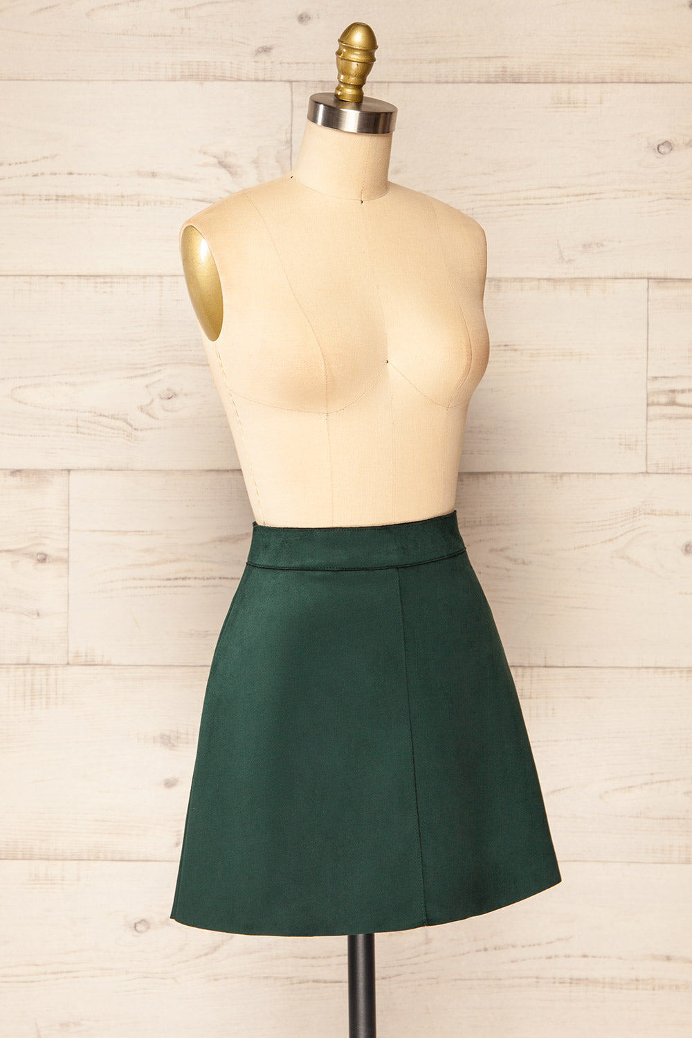 Quirion Emerald Faux Suede Short Skirt | La petite garçonne side view