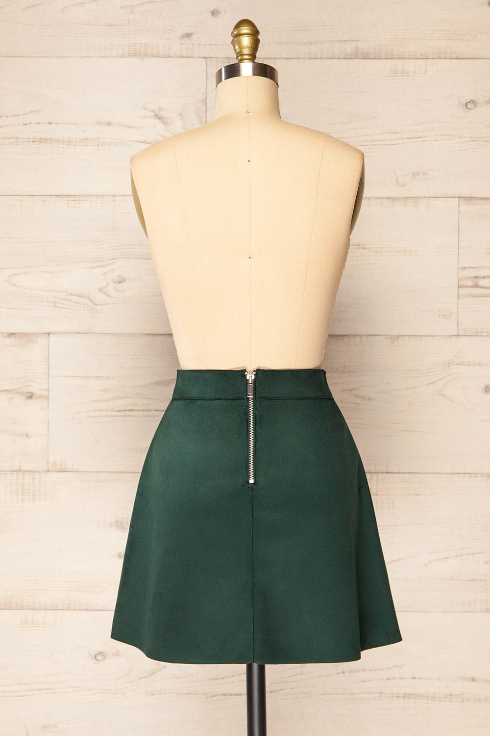 Quirion Emerald Faux Suede Short Skirt | La petite garçonne back view