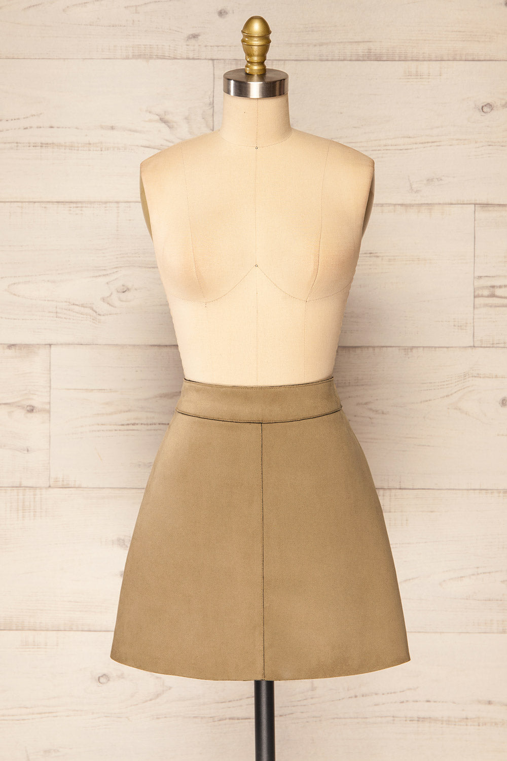 Quirion Taupe Faux Suede Short Skirt | La petite garçonne  front view