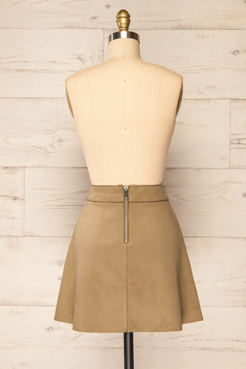 Quirion Taupe Faux Suede Short Skirt | La petite garçonne  back view