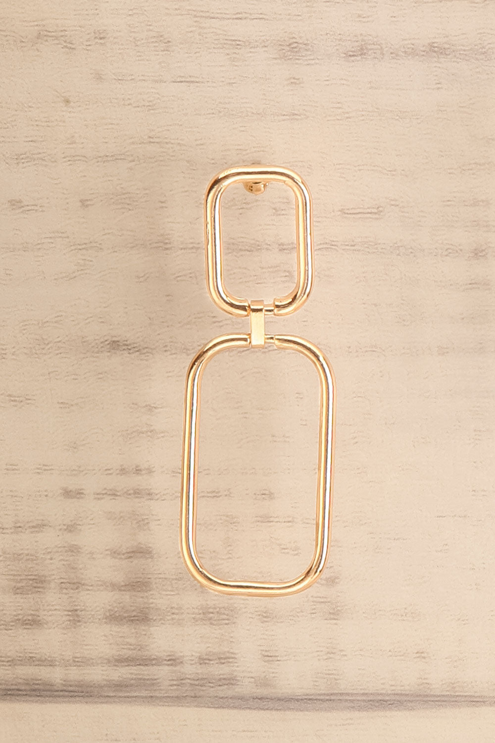 Quorkat Gold Rectangle Pendant Earrings | La petite garçonne close-up
