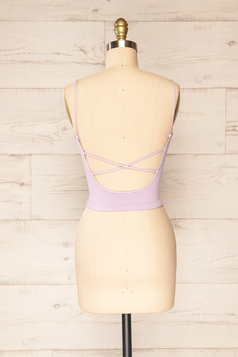 Qyppa Lilac Fitted Crossed Back Crop Top | La petite garçonne back view 