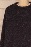 Rachelle Oversized Navy Knit Sweater | La petite garçonne front close-up