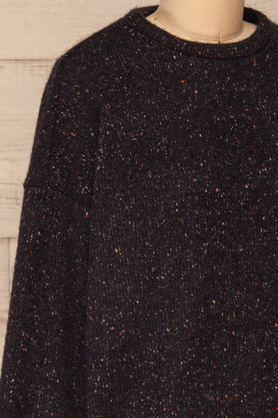 Rachelle Oversized Navy Knit Sweater | La petite garçonne side close-up