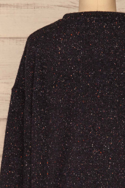 Rachelle Oversized Navy Knit Sweater | La petite garçonne back close-up