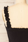 Raciaz Black Crop Top with Ruffles | La petite garçonne back close-up