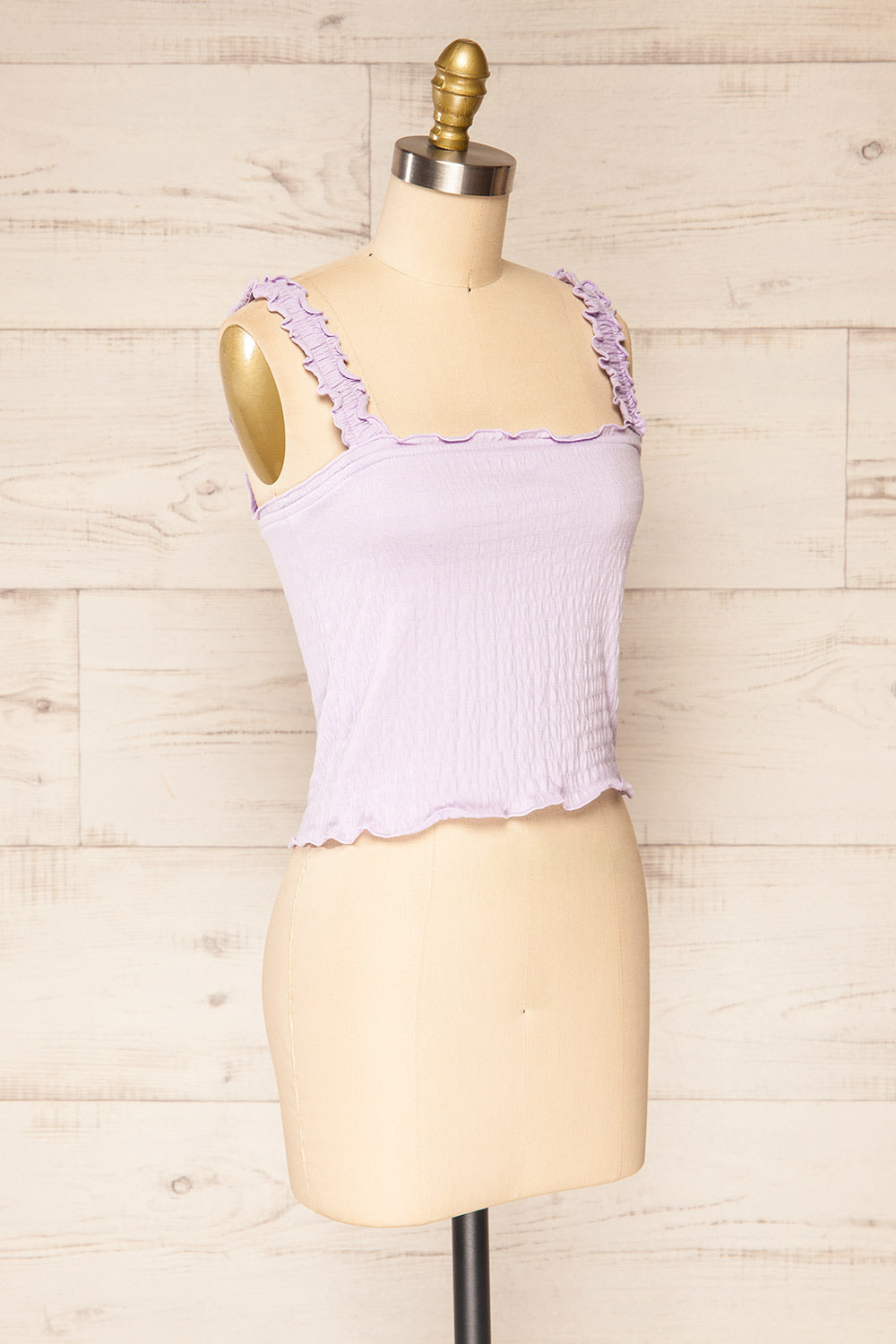 Raciaz Lilac Crop Top with Ruffles | La petite garçonne side view 