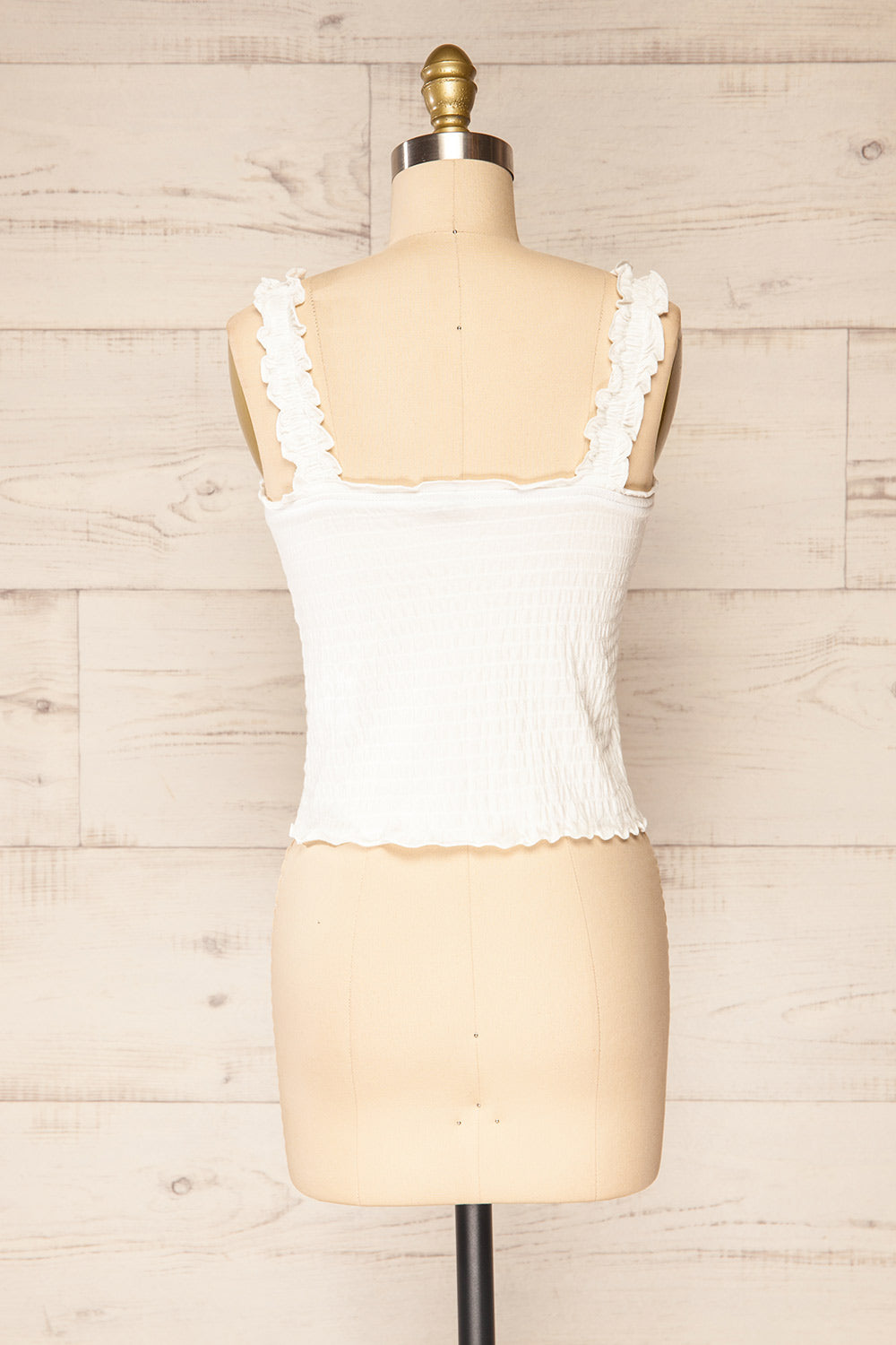 Raciaz White Crop Top with Ruffles | La petite garçonne back view 