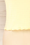 Raciaz Yellow Ruched Crop Top with Ruffles | La petite garçonne bottom