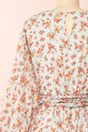 Racuchy Sage Green Floral Long Sleeve A-Line Dress | Boutique 1861 back close-up