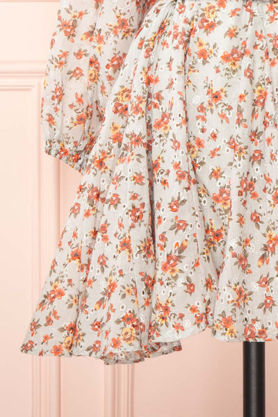 Racuchy Sage Green Floral Long Sleeve A-Line Dress | Boutique 1861 bottom