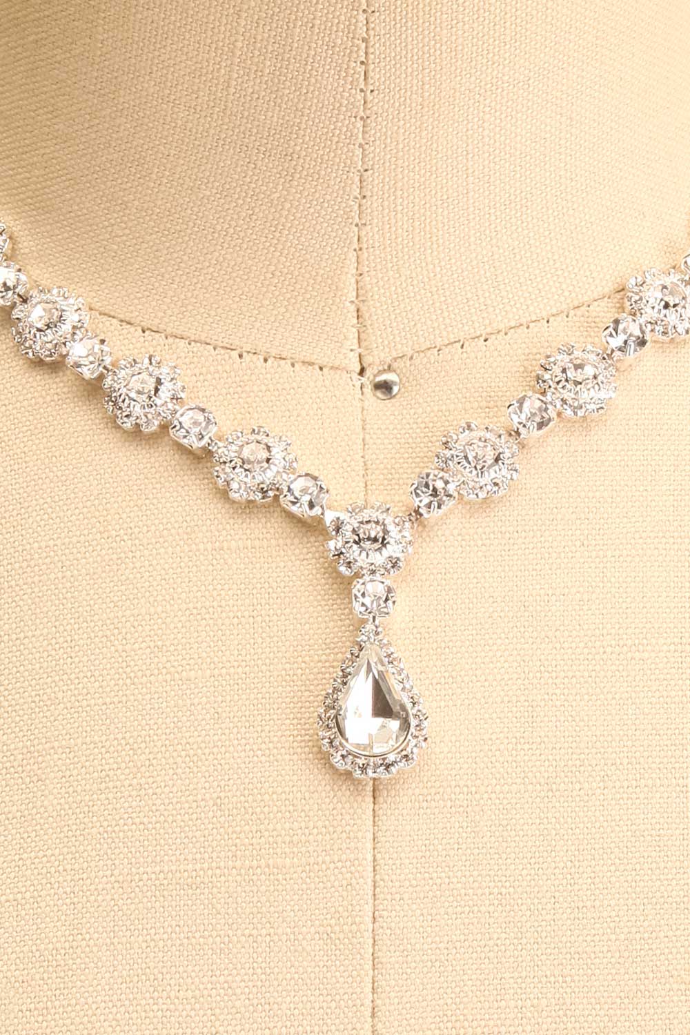 Radelle Silver Necklace w/ Crystal Pendant | Boutique 1861 close-up