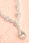 Radelle Silver Necklace w/ Crystal Pendant | Boutique 1861 flat close-up