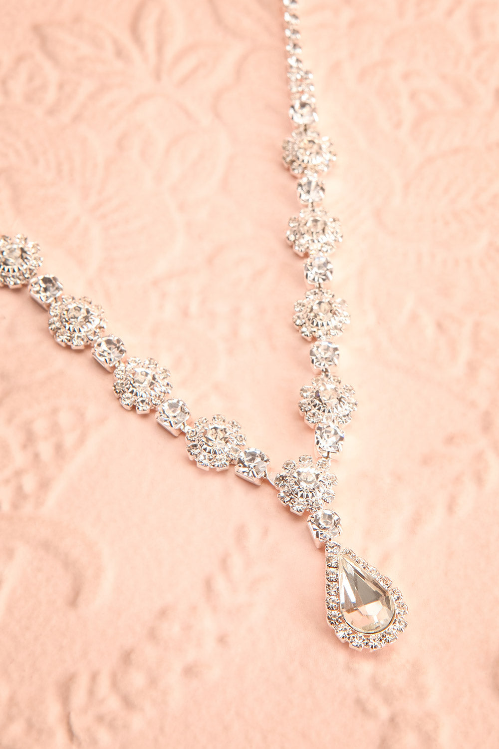 Radelle Silver Necklace w/ Crystal Pendant | Boutique 1861 flat view