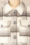 Radum Beige Oversized Shirt Jacket | La petite garçonne front close-up