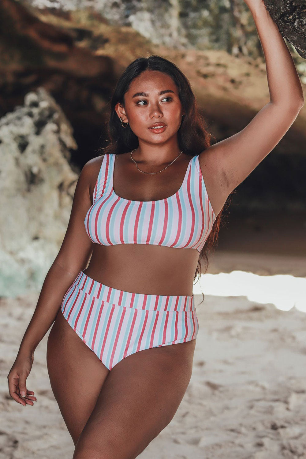 Zuwena Striped Bikini Bottom | La petite garçonne on model