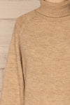 Radomysl Beige Turtleneck Knit Sweater | La petite garçonne front close-up