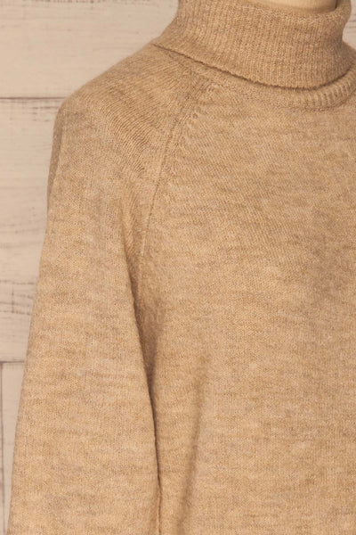 Radomysl Beige Turtleneck Knit Sweater | La petite garçonne side close-up