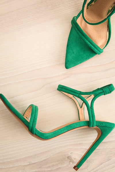 Raffet Vert Green Faux-Suede High Heeled Sandals | La Petite Garçonne