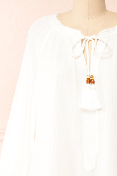 Raisa Ivory Shift Midi Dress | Boutique 1861 front close-up