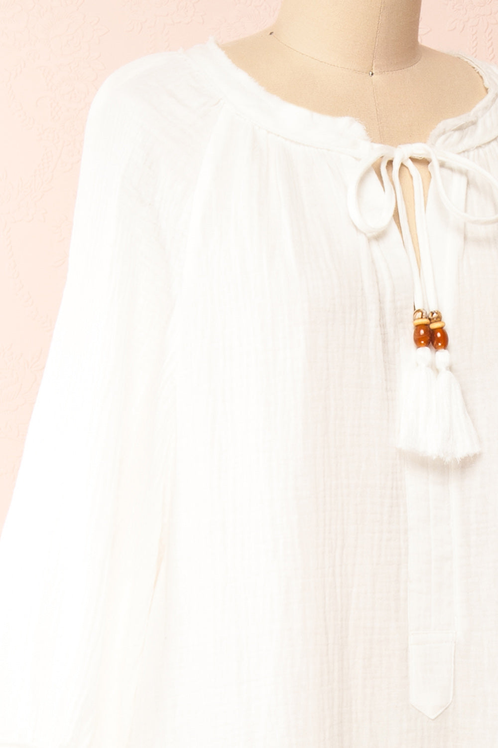 Raisa Ivory Shift Midi Dress | Boutique 1861 side close-up