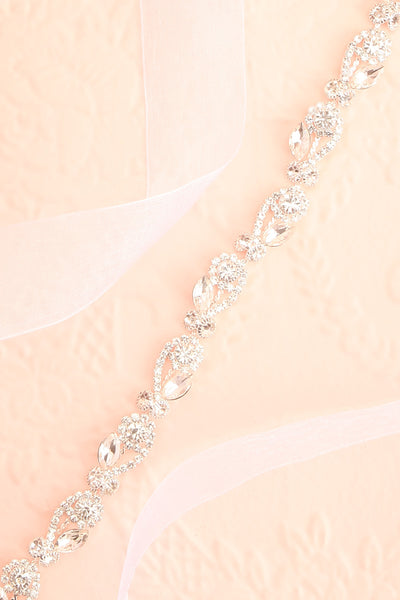 Rajni Silver Crystal Ribbon Belt | Boudoir 1861 flat close-up