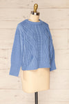 Randers Blue Knit 3/4 Sleeves Top | La petite garçonne side view