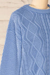 Randers Blue Knit 3/4 Sleeves Top | La petite garçonne side close-up