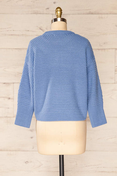 Randers Blue Knit 3/4 Sleeves Top | La petite garçonne back view