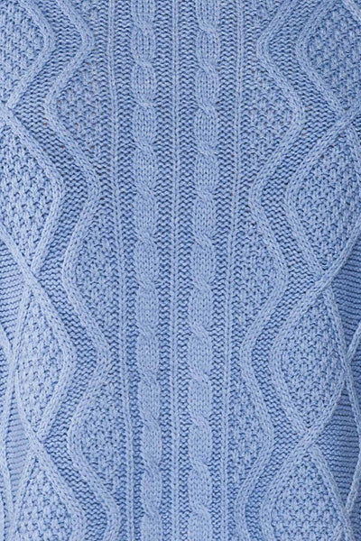 Randers Blue Knit 3/4 Sleeves Top | La petite garçonne fabric