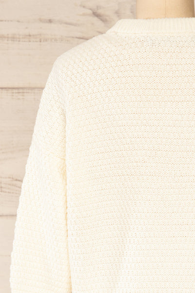 Randers Cream Knit 3/4 Sleeves Top | La petite garçonne back close-up