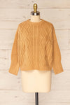 Randers Tan  Knitted Sweater with 3/4 Sleeves | La petite garçonne front view