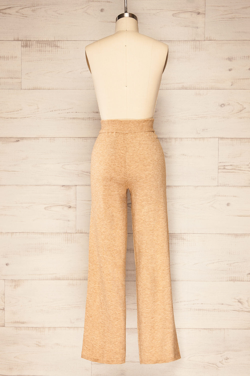 Raphart Beige High-Waisted Wide Leg Lounge Pants | La petite garçonne back view