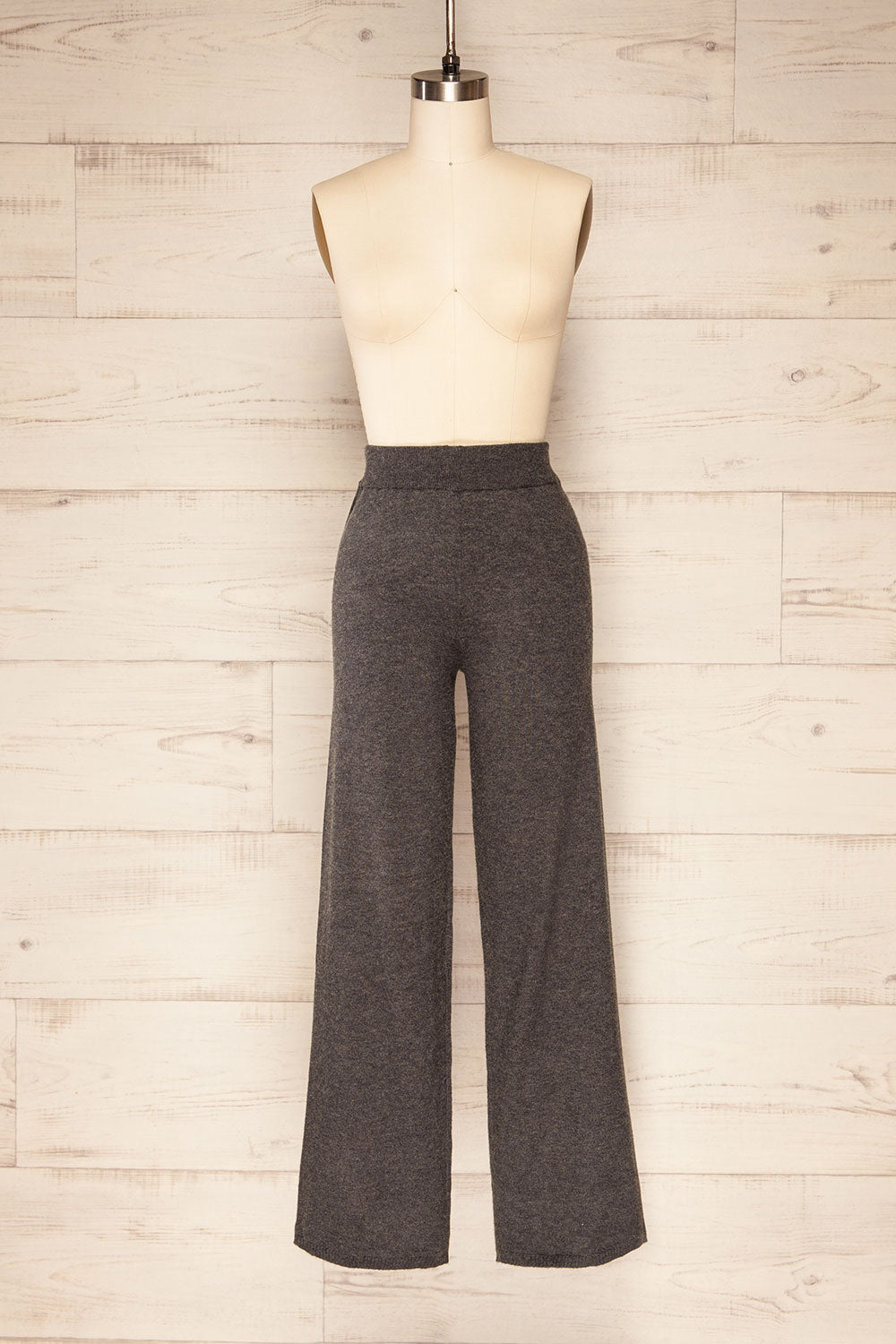 Raphart Grey High Waisted Wide Leg Lounge Pants | La petite garçonne front view