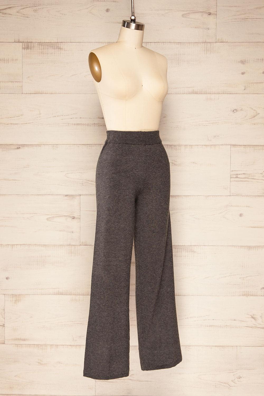 Raphart Grey High Waisted Wide Leg Lounge Pants | La petite garçonne side view