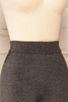 Raphart Grey High Waisted Wide Leg Lounge Pants | La petite garçonne side close-up