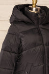Rasdale Black Short Puffer Coat w/ Pockets | La petite garçonne  side close up