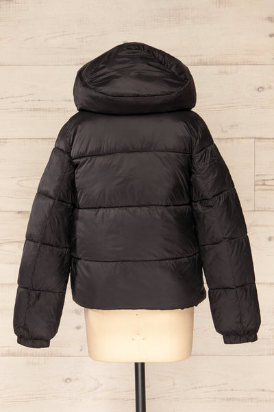 Rasdale Black Short Puffer Coat w/ Pockets | La petite garçonne  back view hood