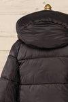 Rasdale Black Short Puffer Coat w/ Pockets | La petite garçonne  back close up