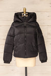 Rasdale Black Short Puffer Coat w/ Pockets | La petite garçonne front view