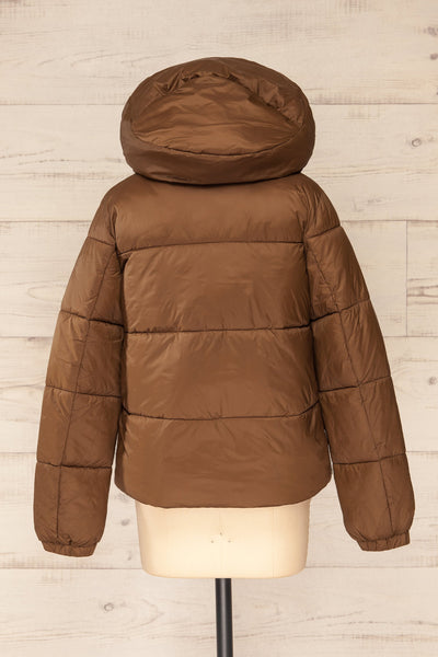 Rasdale Brown Short Puffer Coat | La petite garçonne  back view hood