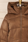 Rasdale Brown Short Puffer Coat | La petite garçonne  front close up