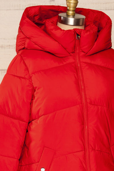 Rasdale Red Short Puffer Coat | La petite garçonne side close up